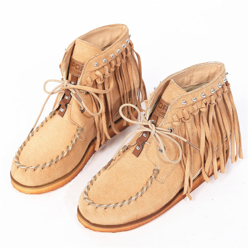 Vintage Rivet Tassel Booties