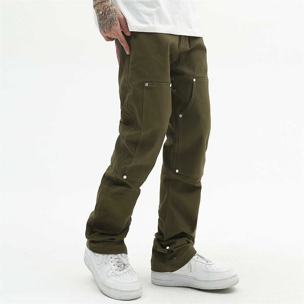 Embroidered Jeans with High Street Design for Men