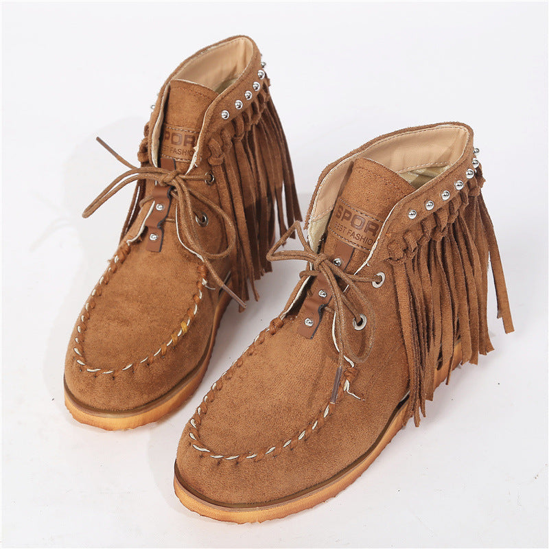 Vintage Rivet Tassel Booties