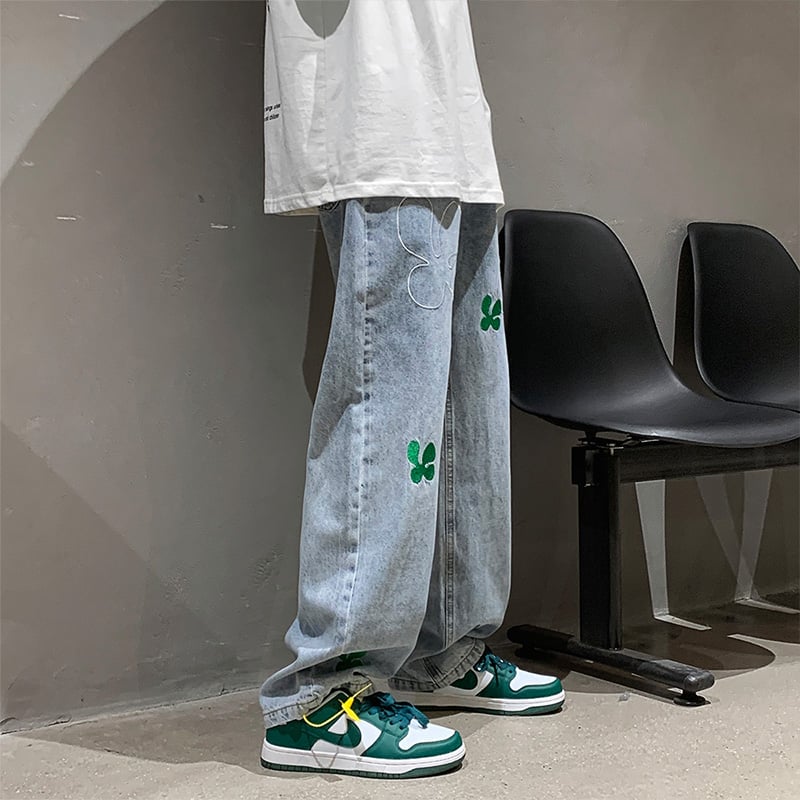 Embroidered High Street Jeans for Men